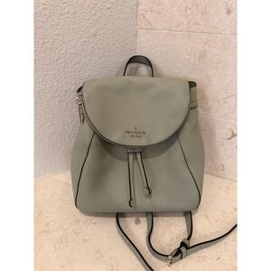 Kate Spade Backpack Womens Small Green Pebbled Leather Drawstring Flap Bag